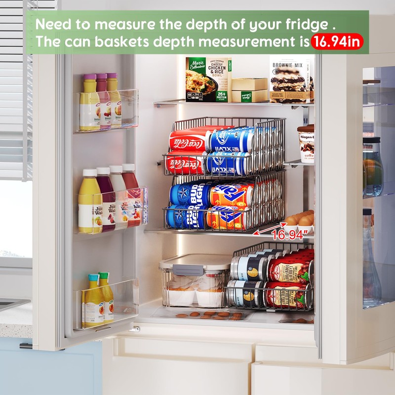 3 Pack Can Storage Organizer For Pantry,Stackble Widen Can Holder