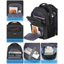 kadilong Laptop Backpack for Men, School Bookbag Gift for Teens Boys Student High School,College Computer Bag Business Anti Theft Sturdy Back Pack with USB Charger Fits 15.6 Inch Notebook, Black