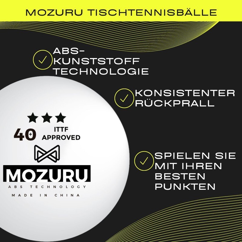 MOZURU - Pack of 6 Professional Table Tennis Balls -