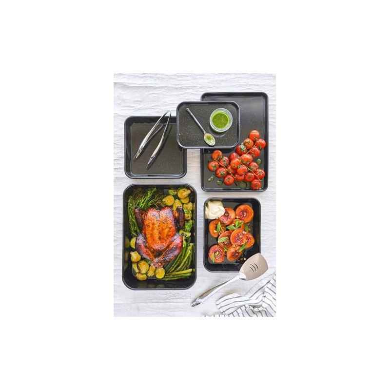 Bakemaster Professional Vitreous Enamel Non-Stick Baking Tray, Black, 24 x