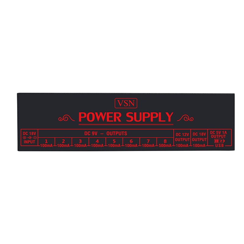 VSN Guitar Pedal Power Supply 10 Isolated DC Output for