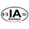 US Decal, Inc. Buckeye, Iowa Oval Sticker with State Flag