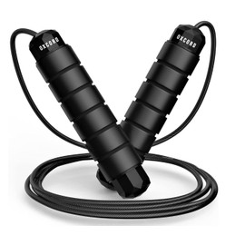 Jump Rope, Tangle-Free Rapid Speed Jumping Rope Cable with 6" Memory Foam Ball Bearings for Women, Men, and Kids, Adjustable Steel High Velocity Rope for Fitness, Home Exercise & Slim Body (Black)