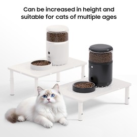 ‌Adjustable Automatic Cat Feeder Stand - Non-Slip Elevated Holder for Cats/Puppies, Fits Most Automatic Feeders & Water Dispensers, White(Holder ONLY)