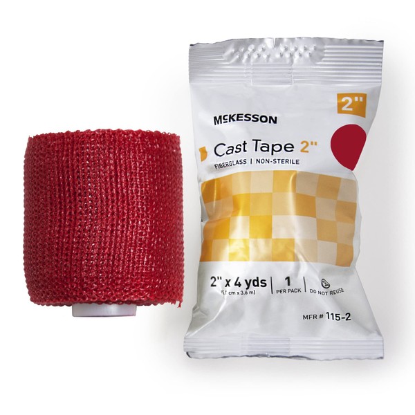 McKesson Cast Tape, Fiberglass, Red, 2 in x 4 yds, 1 Count, 10 Packs, 10 Total