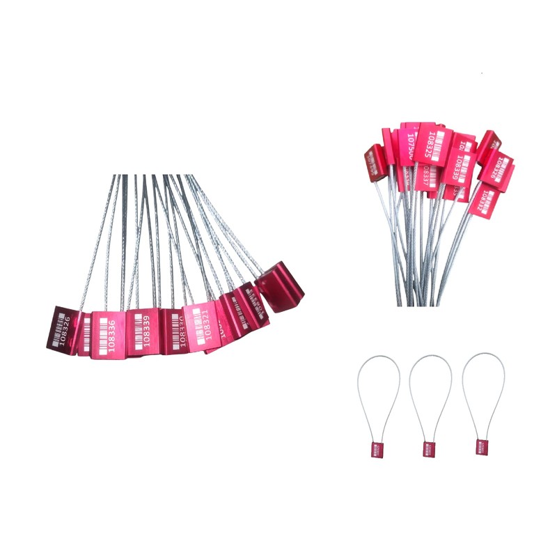 20x 40cm Red Barrier Cable Seals – Tamper-Proof Steel Strap,