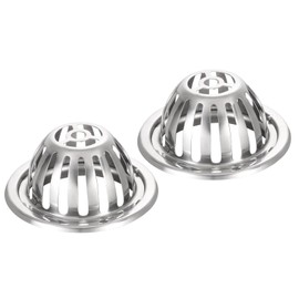 uxcell 2pcs Roof Floor Drain 201 Stainless Steel Dome Floor Drain Cover Anti-Blocking Round Shaped Roof Floor Drain Outdoor for Home Yard Balcony (122mm/ 4.8")