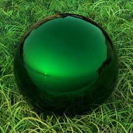 Lulu Decor, Size 12 Green Stainless Steel Gazing Mirror Ball, Smooth Reflective Shiny Garden Decoration Globe