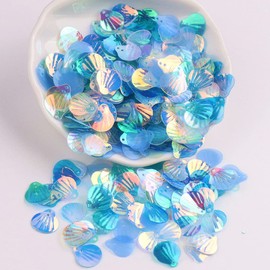 Pack of 360 Shell Sequins, Shell Shape Sequins Craft Loose Sequins Cup Iridescent Spangles Handmade DIY Creative Colour Beads Sequins for Craft Wedding Decoration 13 mm, Blue