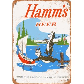 Pioujw 8 x 12 Metal Sign - 1956 Hamm's Beer Bears Fishing - Vintage Look, ASpictureSHOW-b026