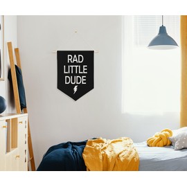 QODUNG Rad Little Dude Canvas Banner,Neutral Cool Canvas Hanging Pennant Wall Flag Decor for Teen room Playroom Kids room