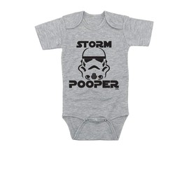 TeeNow - Light/Dark Side - Adorable Future SW Inspired (Multiple Designs) - Funny Infant Bodysuit - Boy/Girl (6-12 Months, Grey Storm Pooper)