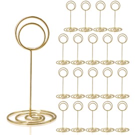 HomWanna Table Number Holders 20Pcs - 3.35 Inch Place Card Holder Table Number Stands for Wedding Party Graduation Reception Restaurant Home Centerpiece Decorations Office Memo Picture Photo (Gold)