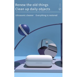 E2goo Ultrasonic Jewelry Cleaner,48KHz 300ml Denture Cleaner,Portable Ultrasonic Cleaner Machine for Eye Glasses,Ring, Earring, Necklaces, Watch Strap., White