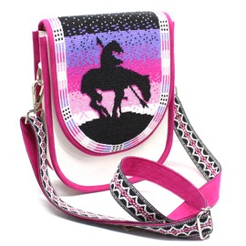 Lavivia Handmade Beaded Bag | Native American Style Crossbody Handbag| Czech Glass Beads Shoulder Bag | Adjustable Strap Unisex Handbag| Pink End of Trail.