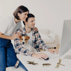 3 piezas de latón para escarabajo, escultura de escarabajo, de metal sólido, para té, insectos, mini hormiga, libélula, escarabajo, figura en miniatura, cuerno largo, decoración de computadora para