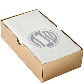 Silver Spoons LINEN FEEL DISPOSABLE MONOGRAMMED GUEST TOWELS | European Made | Shabbos Symbol | 24 pc | for Upscale Wedding and Dining (Ivory/Silver)