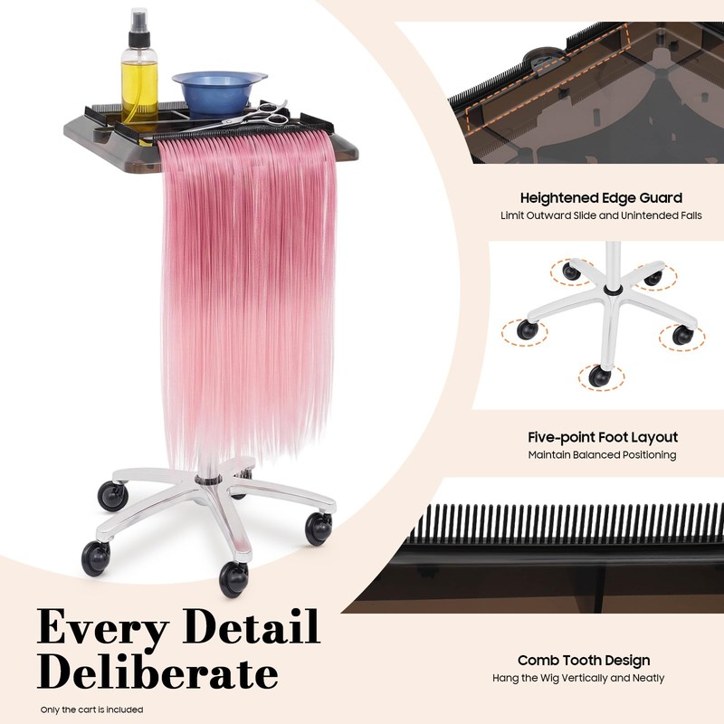 Hair Extension Tool Tray Trolley Cart, Height Adjustable w/RemovableTray