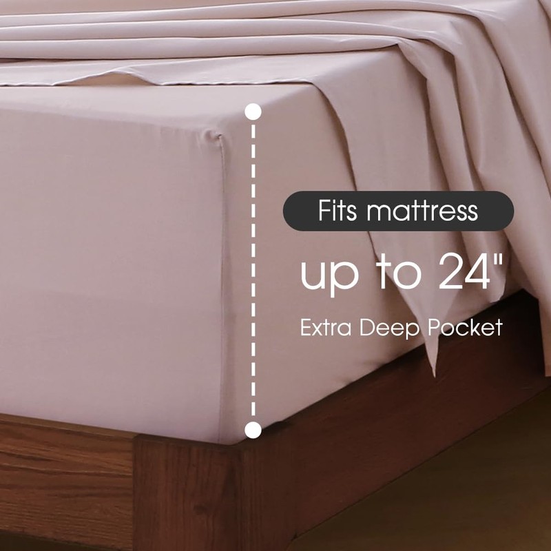 HYPREST Extra Deep Pocket Queen Sheet Sets Fits 18"-24" in