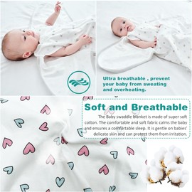 HINATAA Baby Sleeping Bags Newborn, Swaddling Bag Baby Cotton, 3-Way Adjustable Wearable Swaddle Blanket Baby, Baby Swaddle Transition, Baby Swaddling Cloths Boys Girls (Pink, 2-4 Months)
