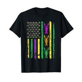 Carnival Mardi Gras USA American Flag Crawfish Parade Outfit T-Shirt