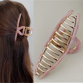 1Pack Large Metal Acetate Hair Claw Clips Big Non Slip Hair Clamp for Women Hair Accessories as Gift for Medium to Thick Hair (1pcs/box,Light Pink)