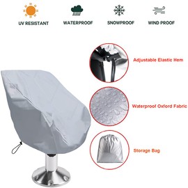 Skyour Outdoor Boat Seat Cover Waterproof Dustproof Dustproof for Pedestal Pontoon Captain Boat Bench Chair Seat Cover for Helmet Chair Protective Cover (65 x 65 x 119.4 cm, 2 Pieces, Grey)