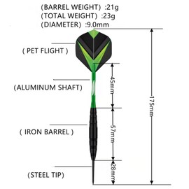 Aiqilai Darts Set 3 Pack,23g Professional Steel Tip Dart with Aluminum Shafts(+3 More Spare Shafts) and 6pcs Flights And Darts Case