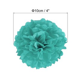 PATIKIL 4" Tissue Pom Poms Flowers, 20 Pack Paper Flower Ball for Wedding Bridal Shower Birthday Bachelorette Party Backdrop Decoration, Turquoise
