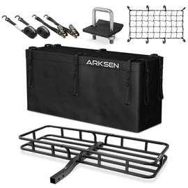 ARKSEN 53 x 19 x 5 Inch Hitch Mount Cargo Rack Carrier with 500D PVC Waterproof Cargo Bag, Net, Strap & Hitch Tightener, 500 Lbs Capacity Heavy Duty 2" Receiver Luggage Basket for Car, SUV, Pickup