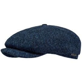 WEROR WEROR-432.1 Men's Flat Cap with Peak - Hat with Quilted Lining - 100% Wool - Autumn/Winter, navy