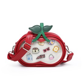 Kawaii PU Leather Ita Bag Y2k Shoulder Crossbody Bag Aesthetic Cute Cherry Sause Cute BagPin Display