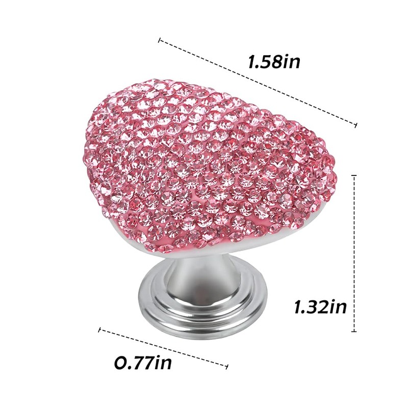 2 Pcs Bling Heart Car Start Button Cover Set Sparkling