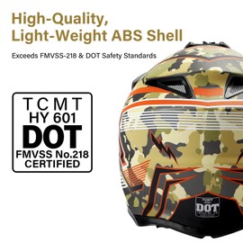 TCMT Motorcycle Dirt Bike Off-Road Motocross ATV Mountain Bike Full Face MX Helmet for Men Women DOT Approved