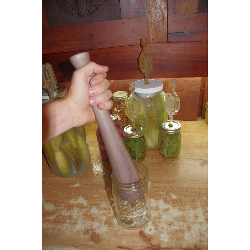 One Piece Wooden Sauerkraut Tamper (Walnut)