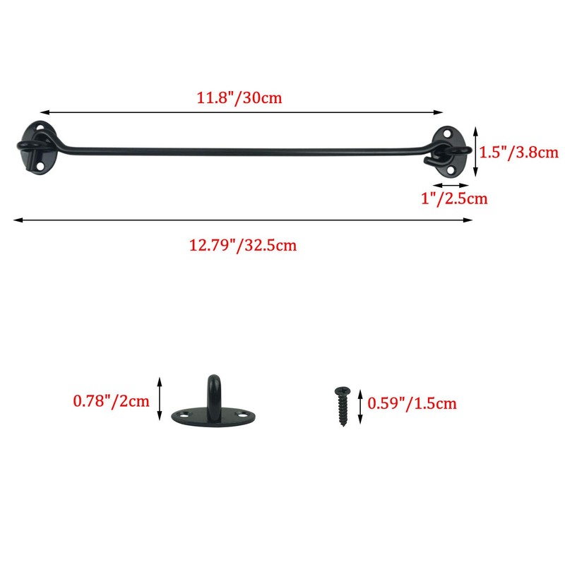 Proshopping 2PCS 12 Inch Stainless Steel Barn Door Hook and