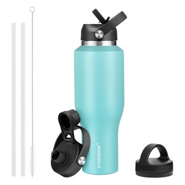 HYDROWION Stainless Steel Water Bottles,Insulated Water Bottle 40 oz (Cold 48 hrs, Hot 24 hrs), Water Tumbler with Leak Proof Straw Lid, Spout Lid and Flex Cap,Double Wall Travel Tumbler Cup, Mint