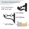 HEVSTIL 4Pcs Heavy Duty Double Curtain Rod Brackets, Single Black