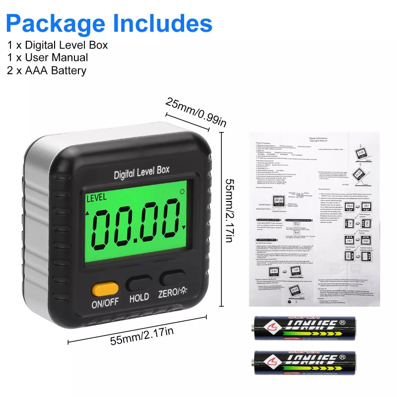 Magnetic Digital Level Box LCD Angle Finder Protractor Inclinometer Bevel