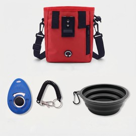Porta Bolsas Para Perro, 3 En 1 Accesorios Para Perro, Con Bolsa Para Premios Perro, Clicker Para Perro Y Bebedero Para Perro Portatil, Bolsa De Paseo Entrenamiento Para Perros Porta Premios Snack