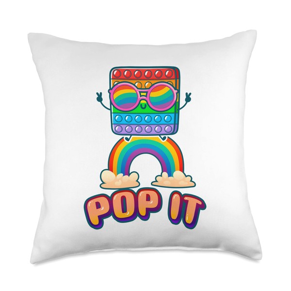 Pop It Rainbow Fidget Toy for Kids Throw Pillow