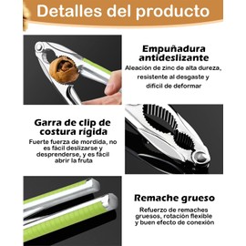 Cascanueces, Juego De 4 Piezas, Abridor De Nueces y Mariscos Con Mangos Antideslizantes, Incluye 2 Agujas Para Extraer, Adecuado Para Nueces, Cangrejos y Langosta, Etc (Negro y Verde)