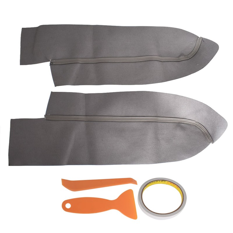 waltyotur 2 Pcs Gray Front Door Panels Armrest Leather Cover