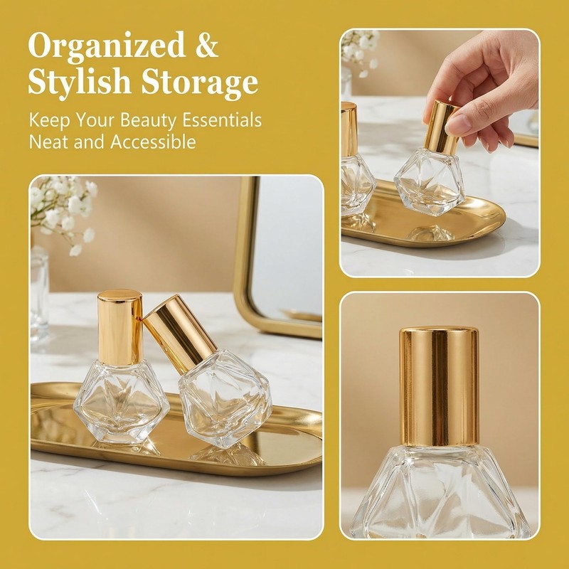 OKKRMGZ 2PCS Anointing Oil Bottles Mini Clear Glass Roller Bottle