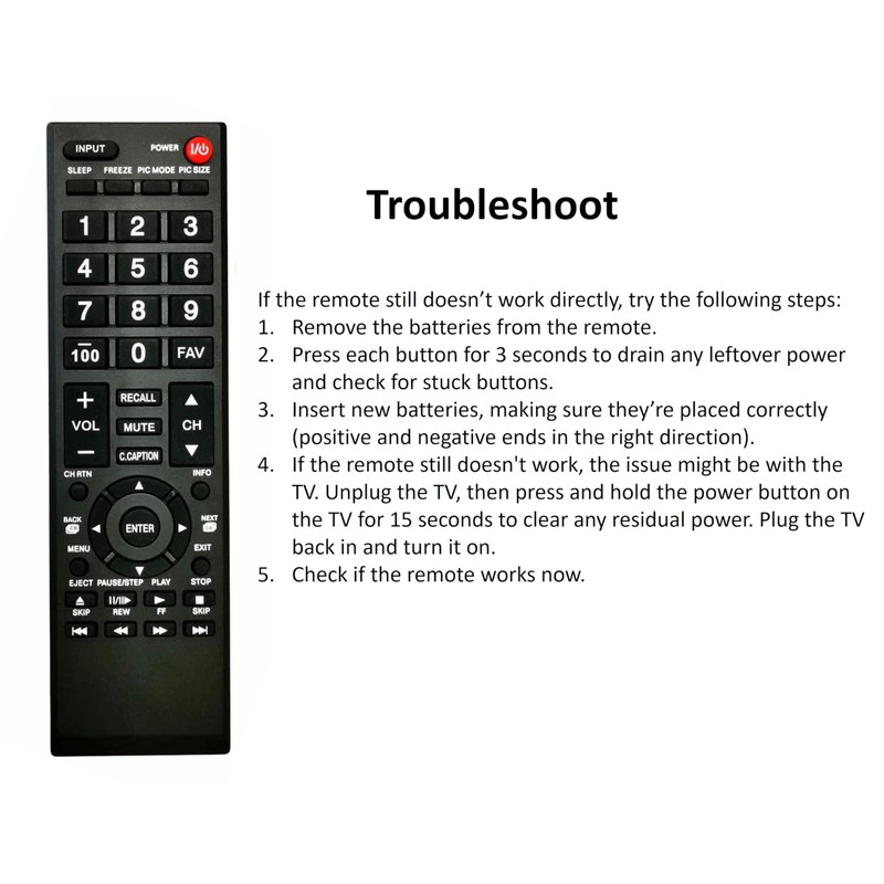 Universal Remote Control for Toshiba TV, Replacement for All Toshiba
