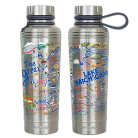 catstudio Lake Michigan Stainless Steel Water Bottle | Triple Wall Insulation With Non Slip Bottom | Great For Running, Hiking, Sports, & Travel