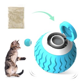 PAKESI Smart Interactive Cat Toy Ball Wicked Ball,Automatic Moving Cat Ball Toys with Catnip,USB Rechargeable,Best Gift for Your Cat/Kitty,Blue