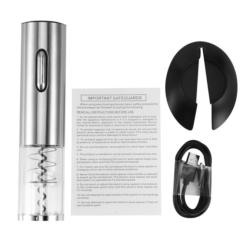 Stainless Steel USB Rechargeable Smart Electric Wine Opener Automatic Bottle