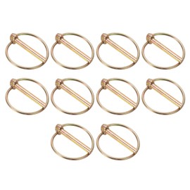 PATIKIL M6x45 mm Tractor Lynch Pin with Ring, 10 Pcs Heavy Duty Assortment Kit Lock Pin Clips for Tractors Trailer Farm Trucks Mowers, Rose Gold