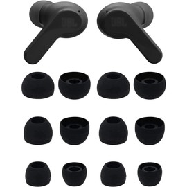 Rqker Eartips Compatible with JBL Vibe Beam Earbuds, 6 Pairs S/M/L Sizes Soft Silicone Ear Tips Replacement Earbuds Tips, Compatible with JBL Vibe Beam 6 Pairs Black